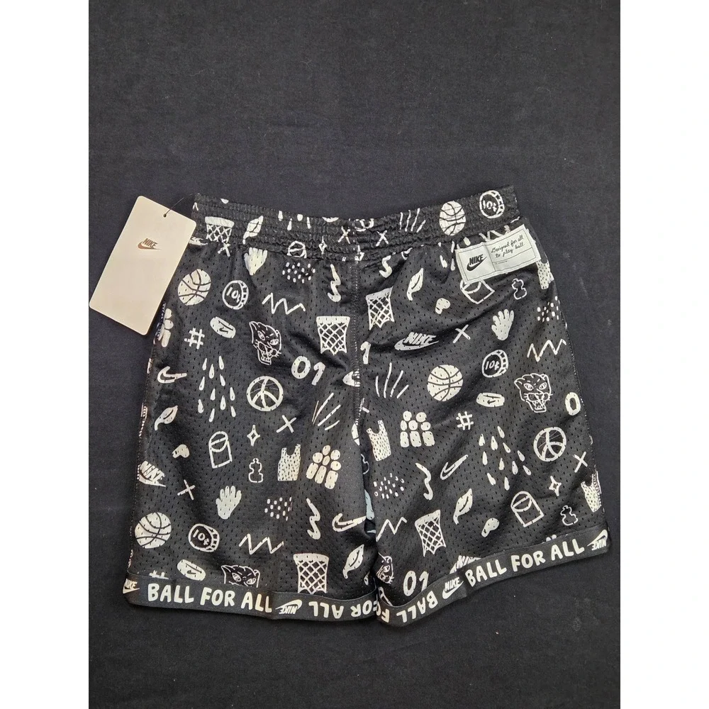 Nike Ball For All‎ Mesh Basketball Shorts Black Doodle Print Size 5 86J778-023